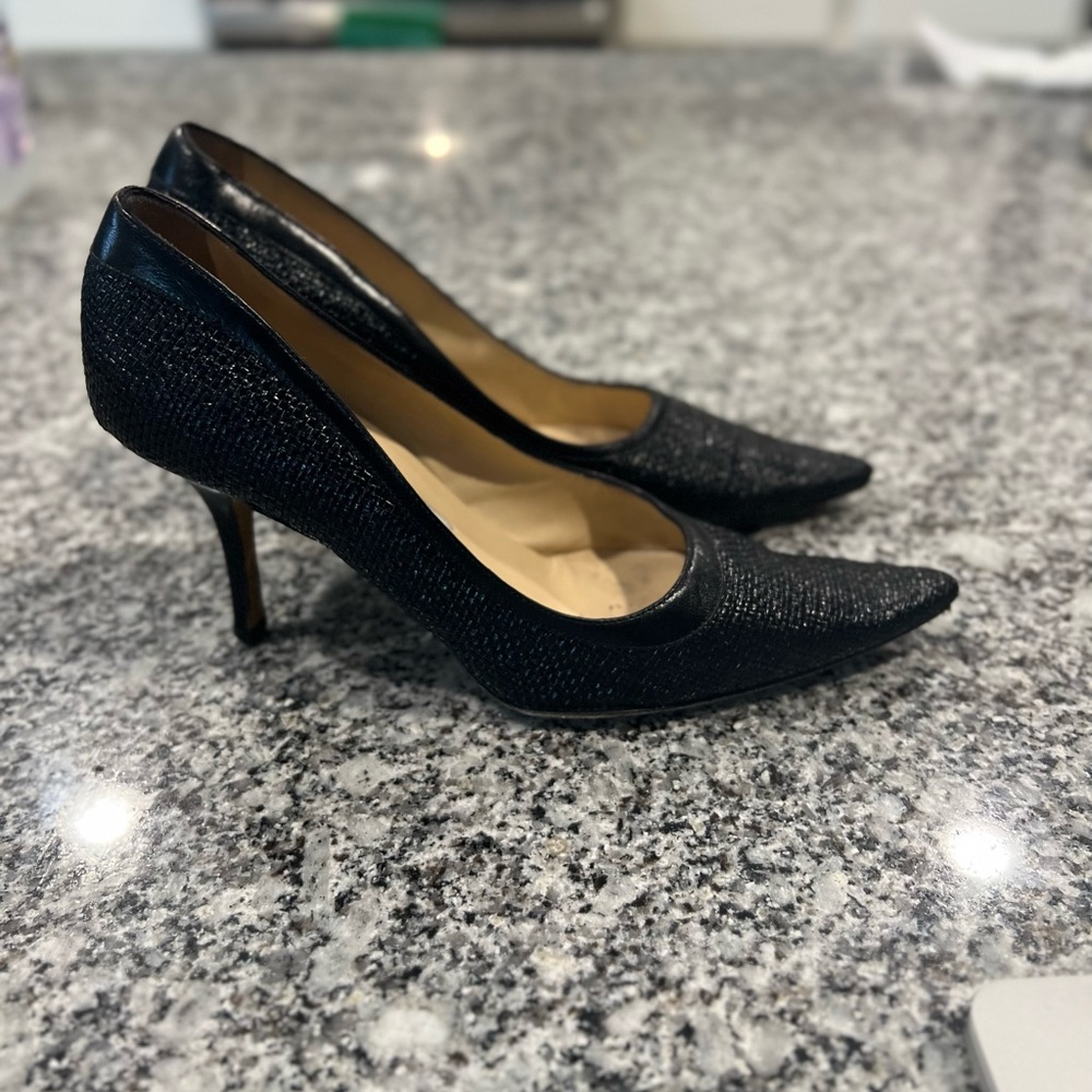 Jimmy Choo London Black Snake Embossed Heels Size 37 - Picture 10 of 13